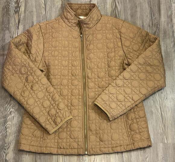 Top It Off Jackets & Blazers - Top It Off Women's Tan Quilted Mock Neck Full-Zip Jacket
